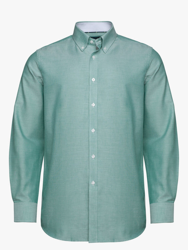 Camisa Oxford algodão verde claro com bolso