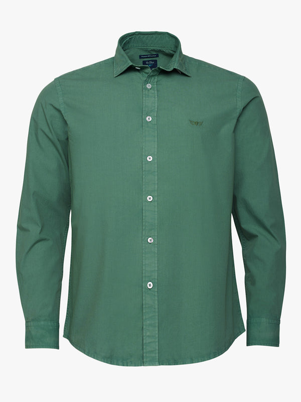 Camisa de popelín verde de corte a medida