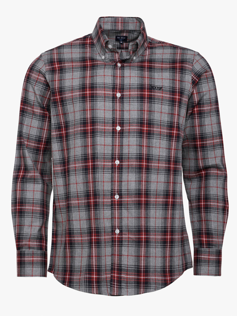 Camisa Regular Fit Flanela Cinzenta