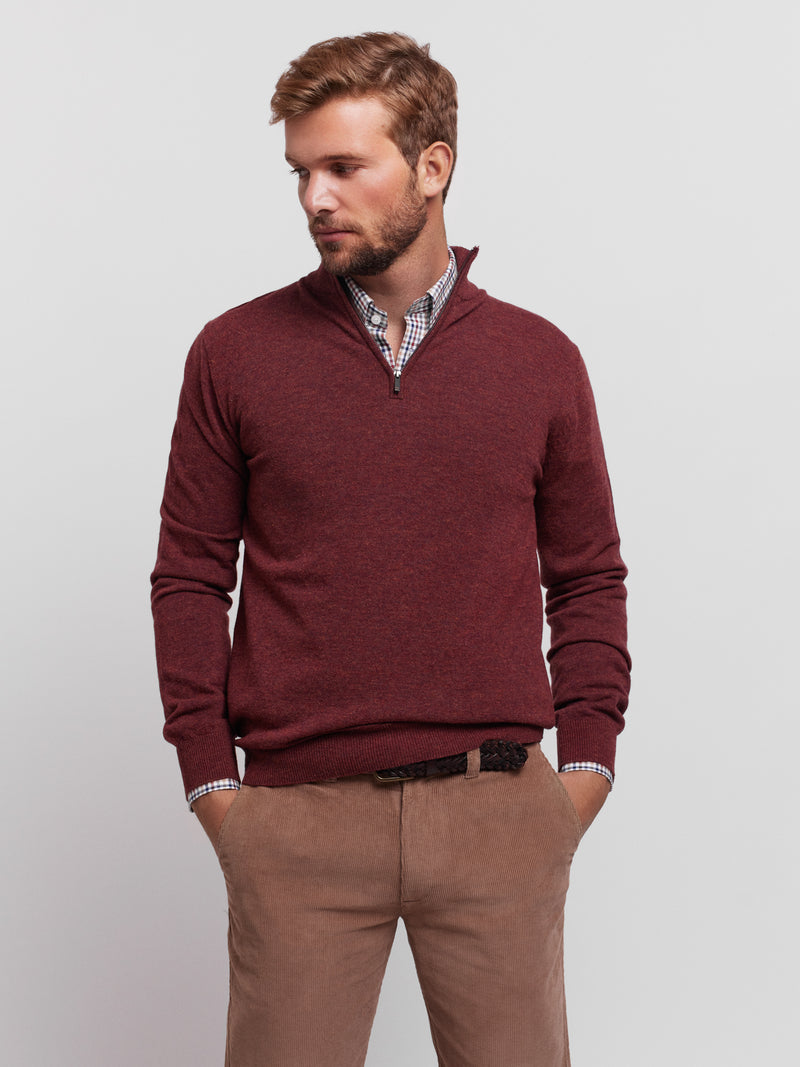 Pullover Regular Fit Bordeaux Manga Comprida