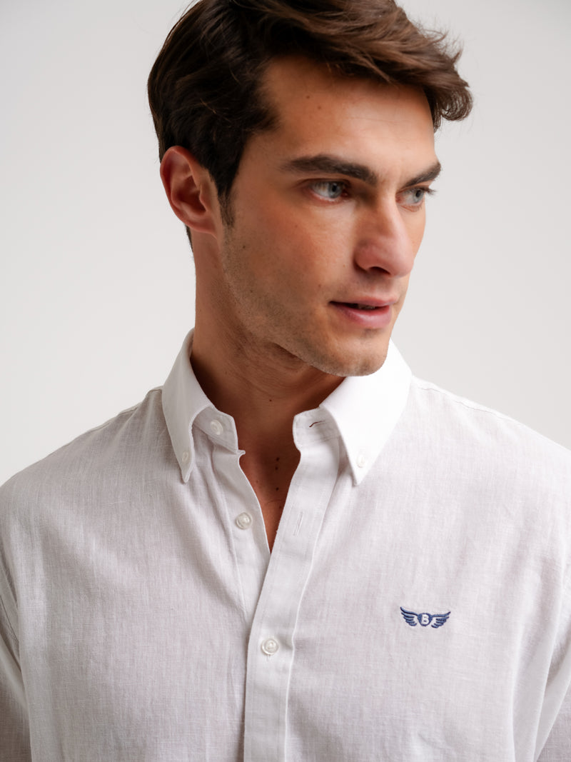 Regular fit linen white shirt