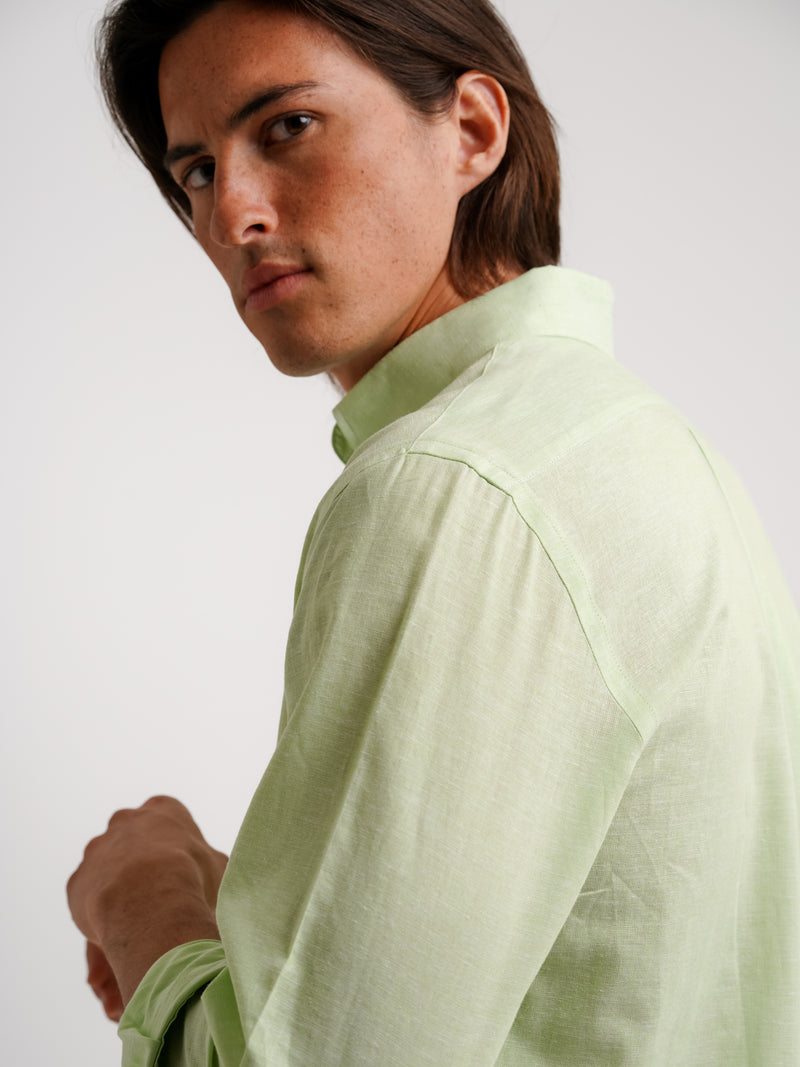 Camisa Regular Fit Linho Verde