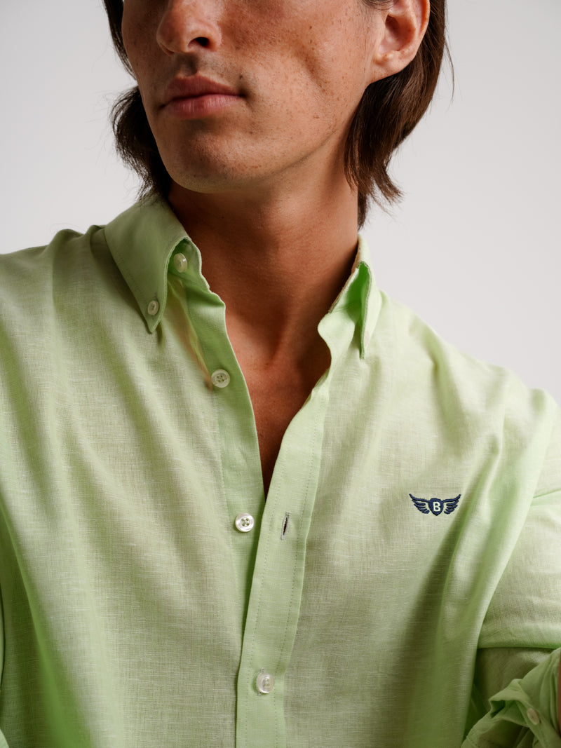 Camisa Regular Fit Linho Verde