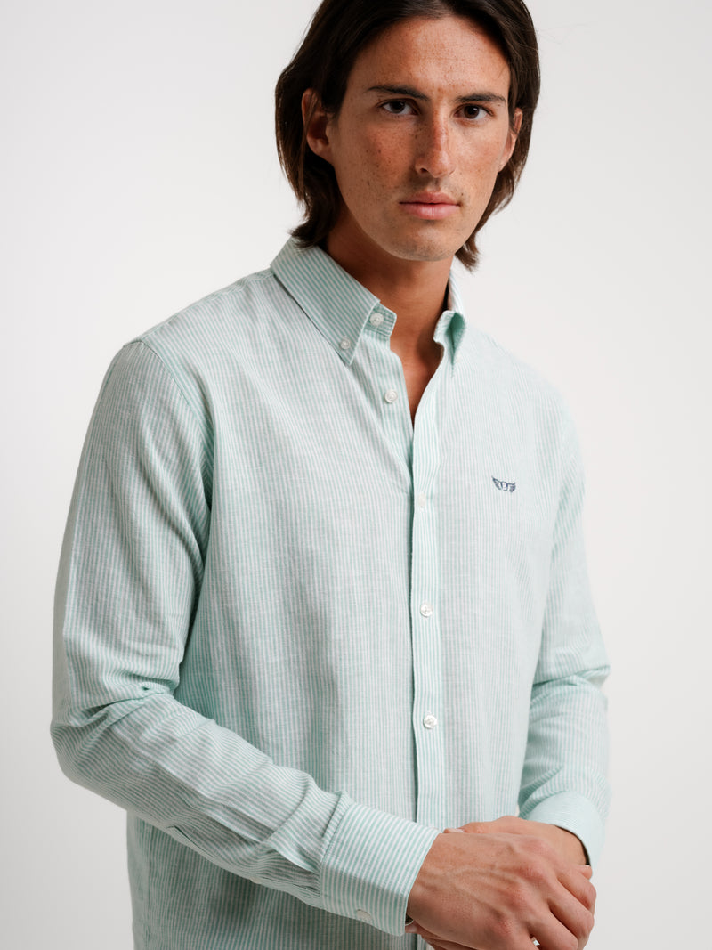 Camisa Regular Fit Linho Verde