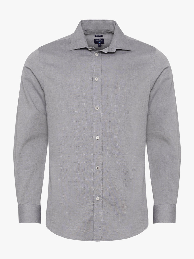 Camisa Slim Fit Oxford Cinzenta