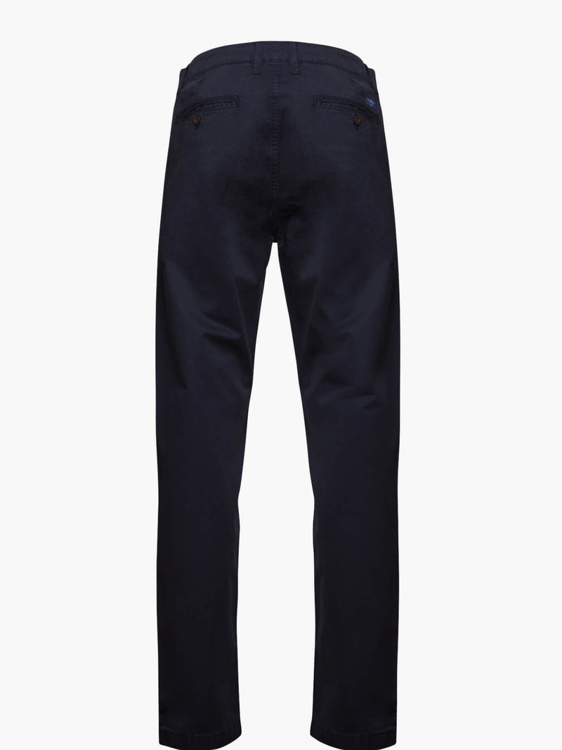 Pantalones chinos de sarga lisos azul oscuro