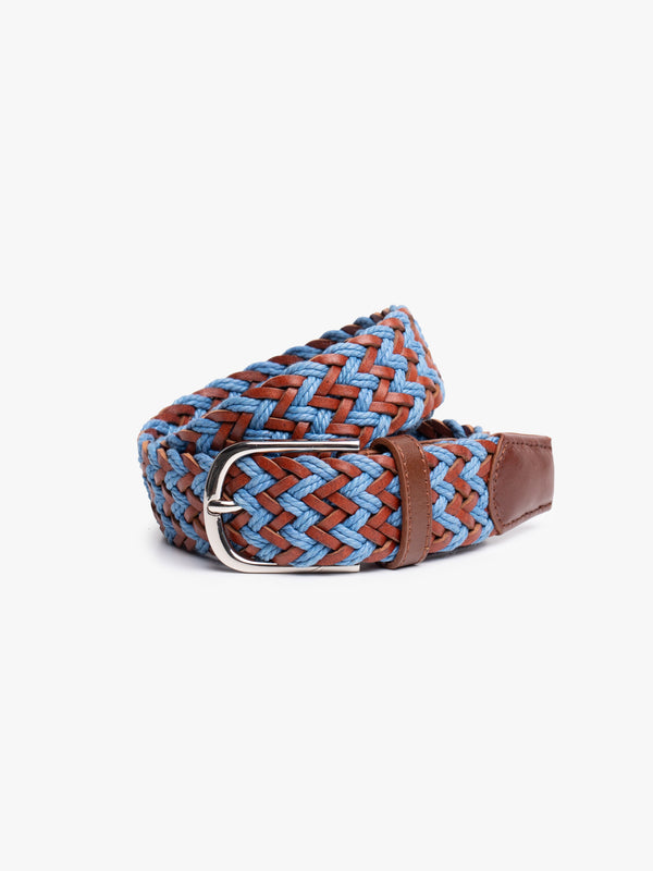 BRAIDED LEATHER BELT WITH DRAWSTRING