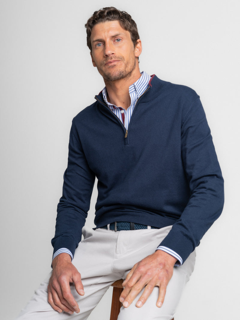 Blue cotton and cashmere sweater