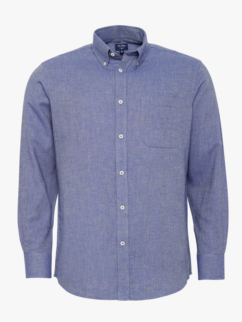 Camisa Regular Fit Dobby Azul