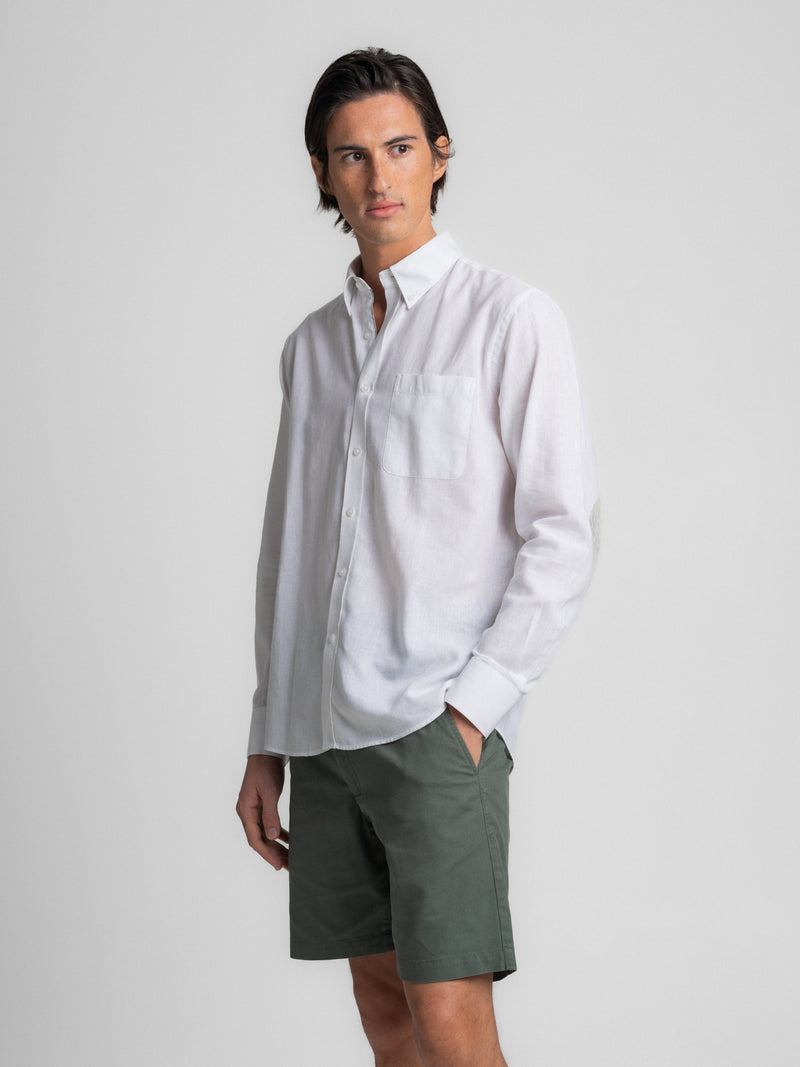 White Linen Regular Fit Shirt