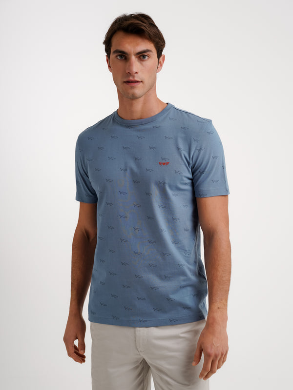 Camiseta 100% de algodón azul