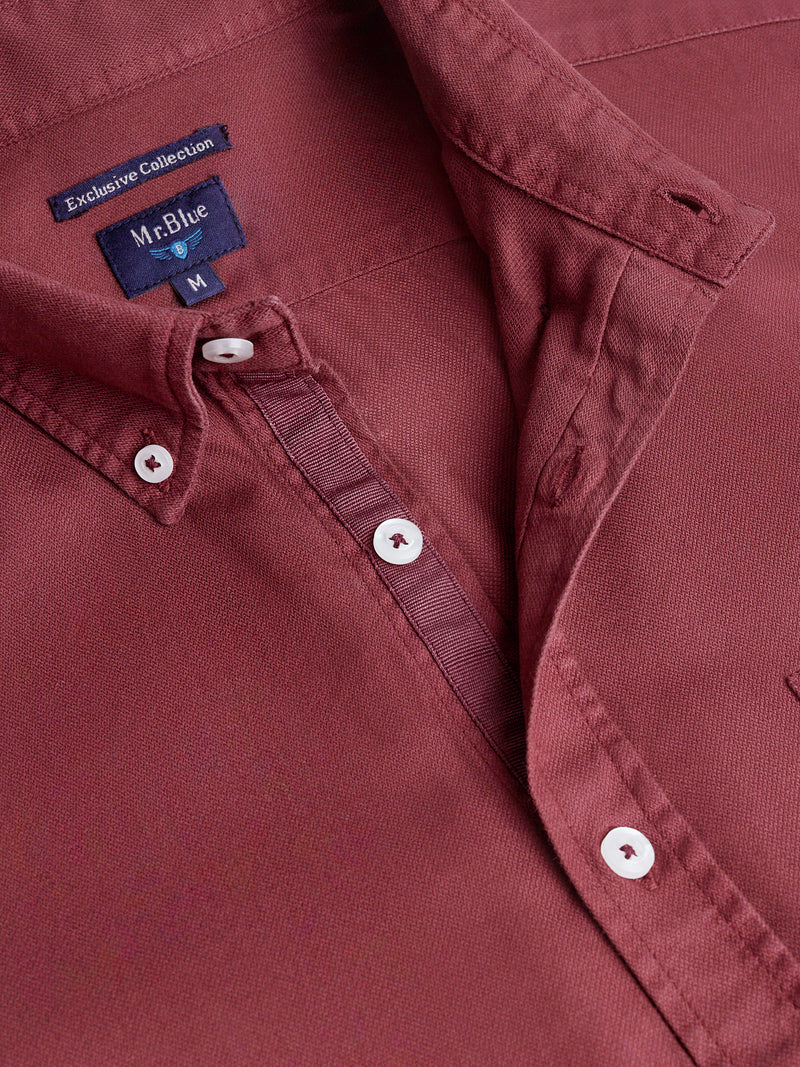 Camisa Regular Fit Estructurada Roja