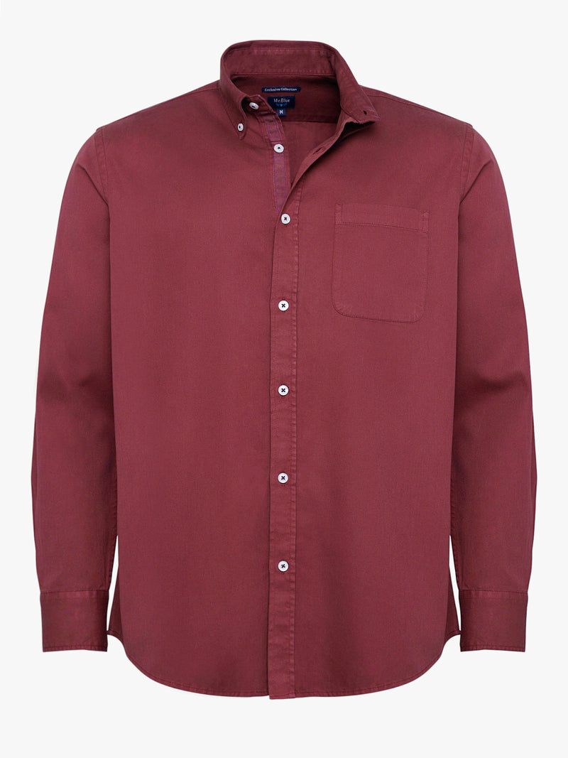 Camisa Regular Fit Estructurada Roja