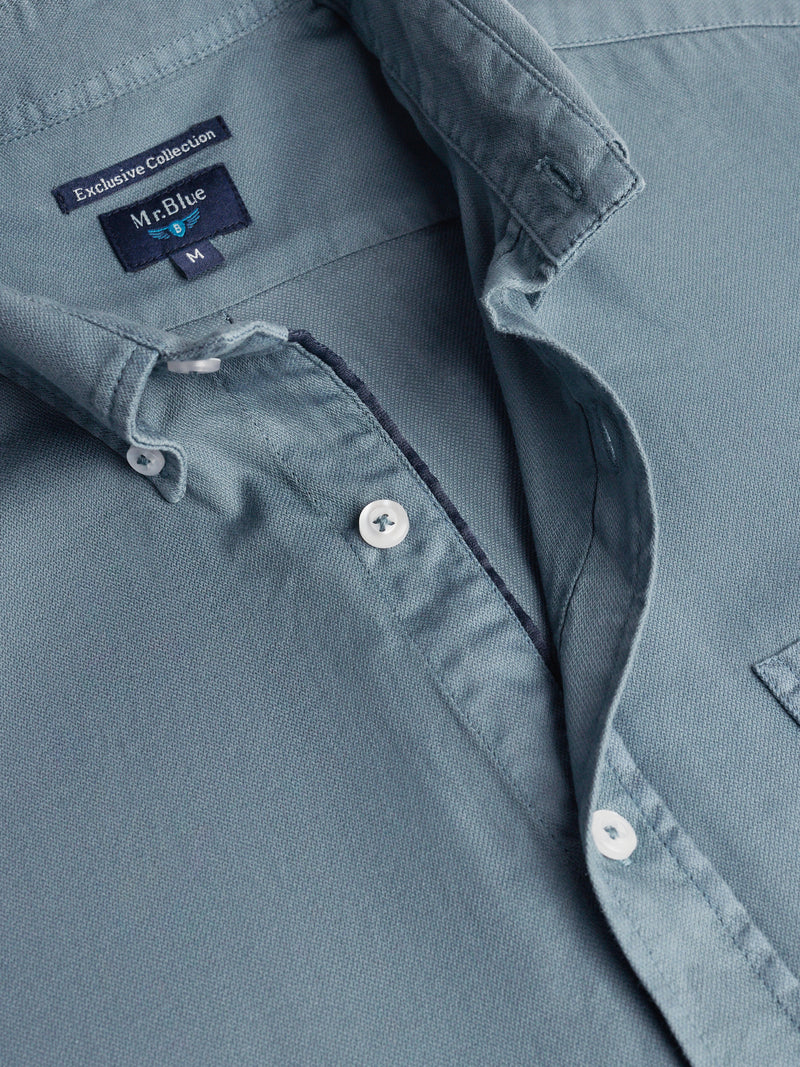 Camisa Regular Fit Estructurada Azul