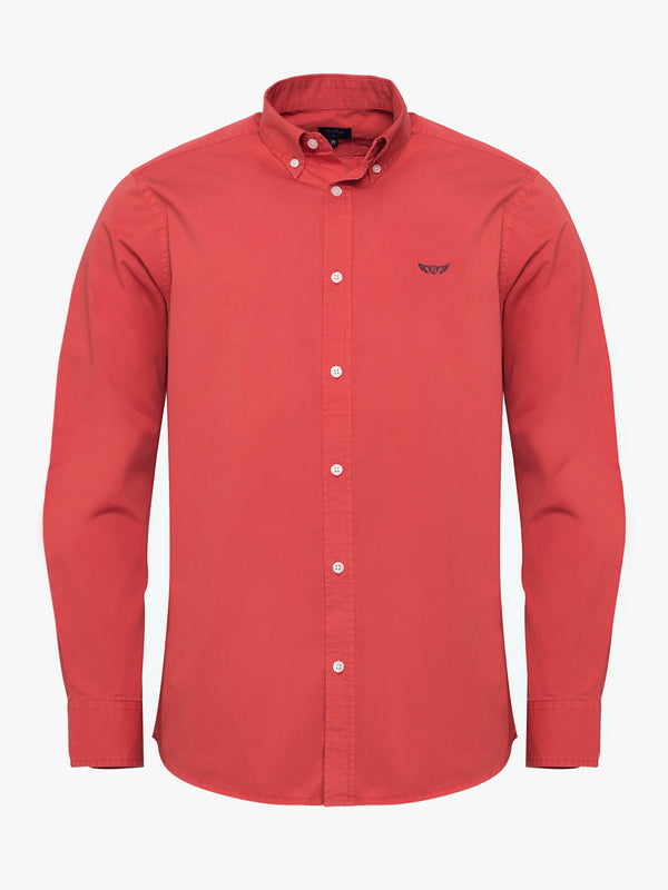 Red cotton regular fit shirt