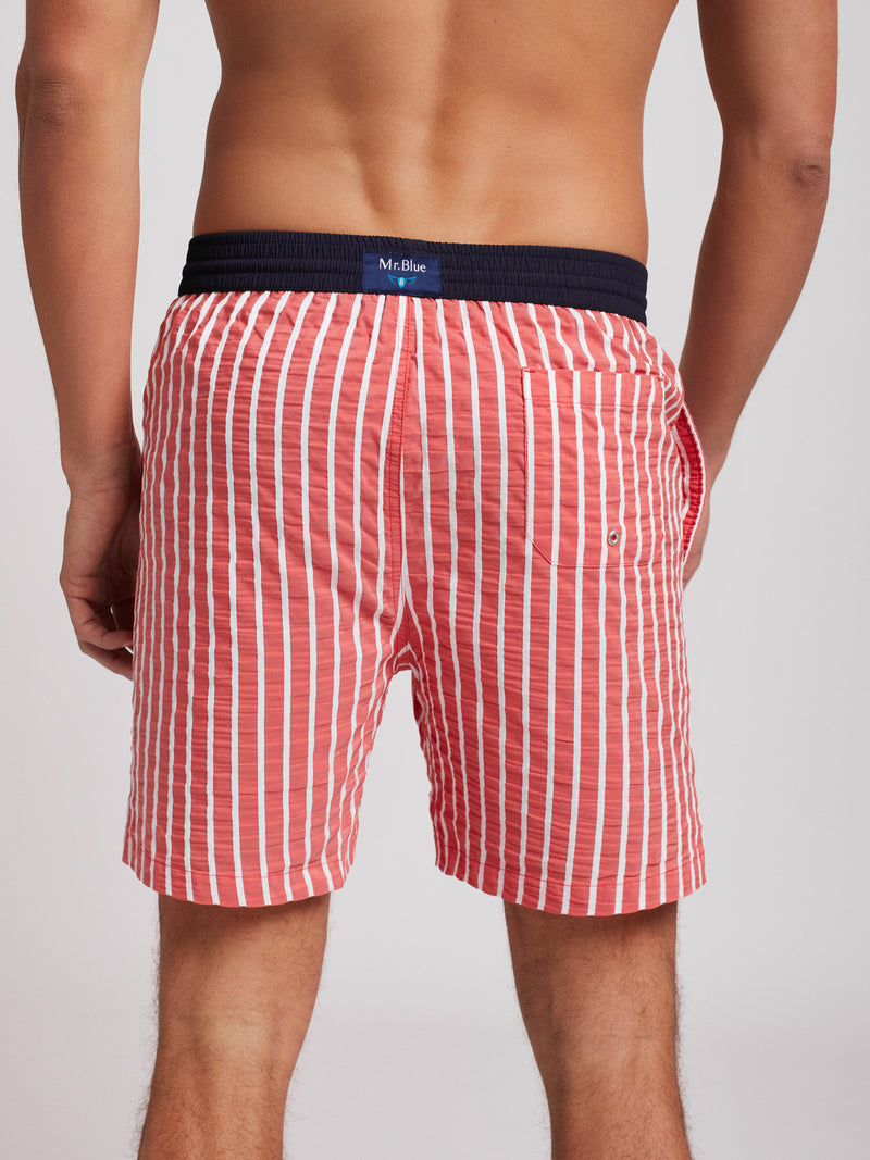Classic red striped swim shorts