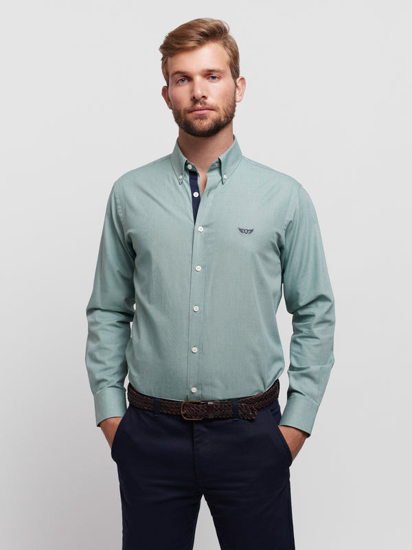 Regular Fit Green Long Sleeve Shirt