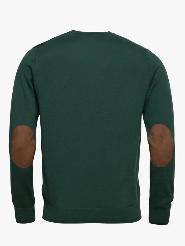Jersey de algodón verde oscuro con cuello en V