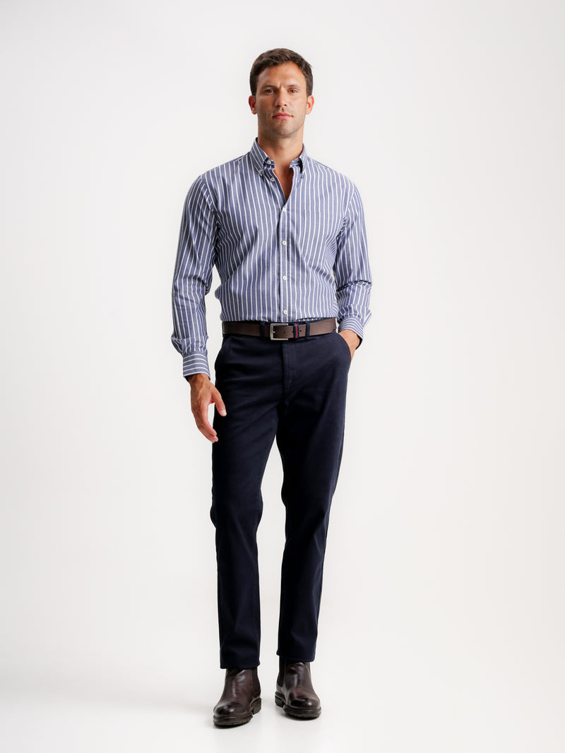 Camisa Regular Fit Oxford Azul