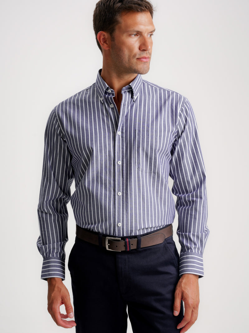 Camisa Regular Fit Oxford Azul