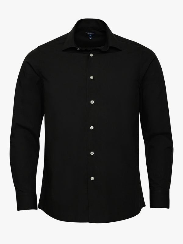 Slim Fit Popeline Black Shirt