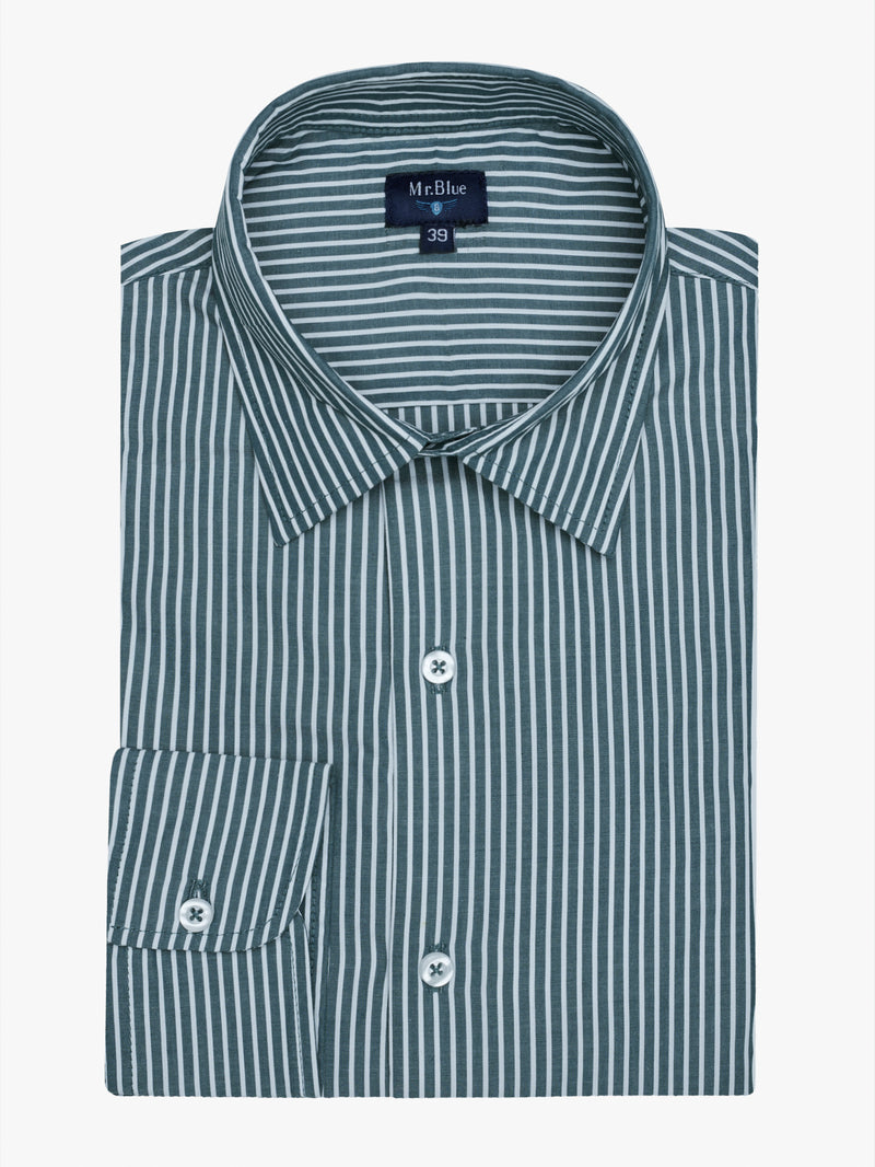 Camisa de popelín verde de corte clásico