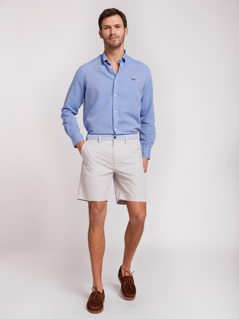 Calções bermuda Chino bege claro em algodão casual fit