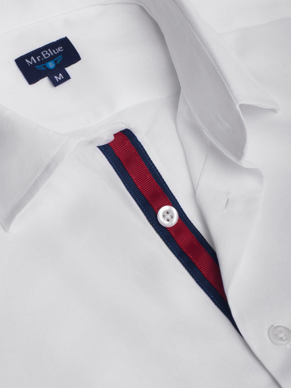 White cotton Slim Fit shirt with details