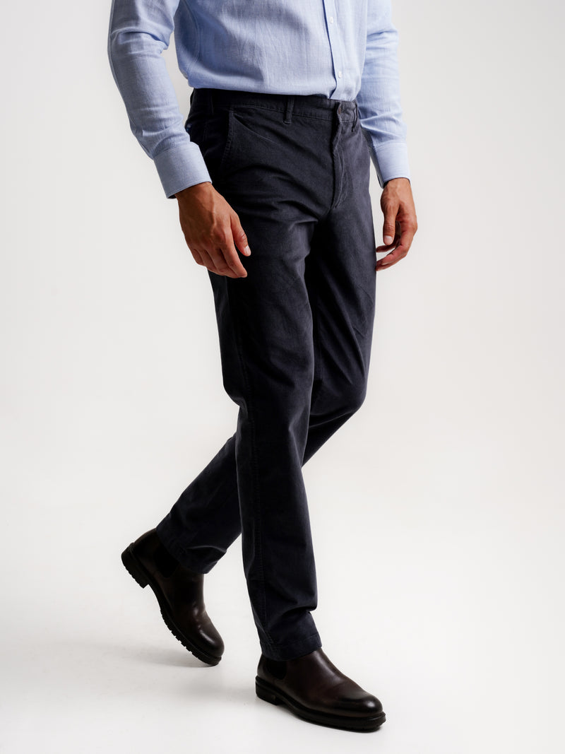 Blue Regular Fit Bombazine Trousers