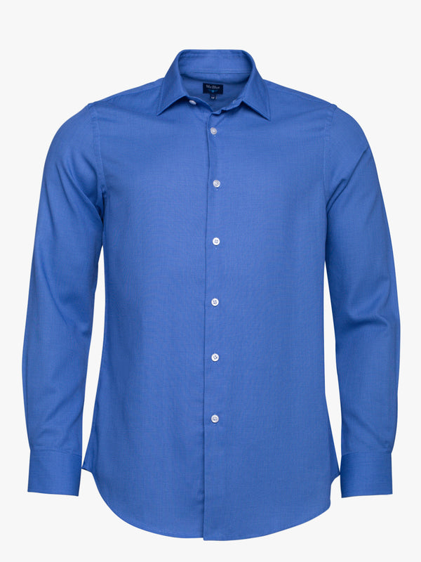 Camisa azul oscuro de algodón estampado Slim Fit