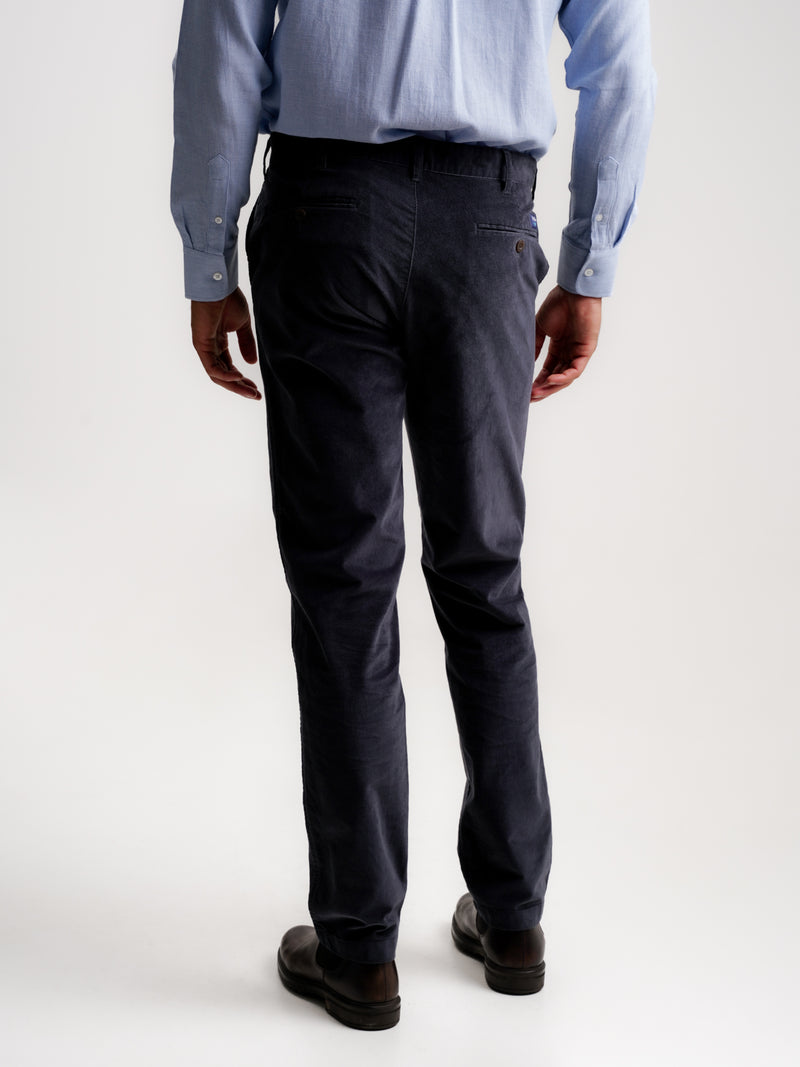 Blue Regular Fit Bombazine Trousers