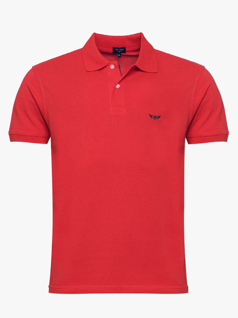 Polo de piqué rojo de algodón de manga corta