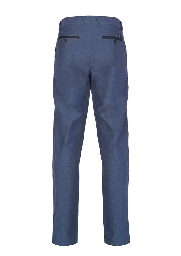 Pantalones chinos planos con textura azul oscuro