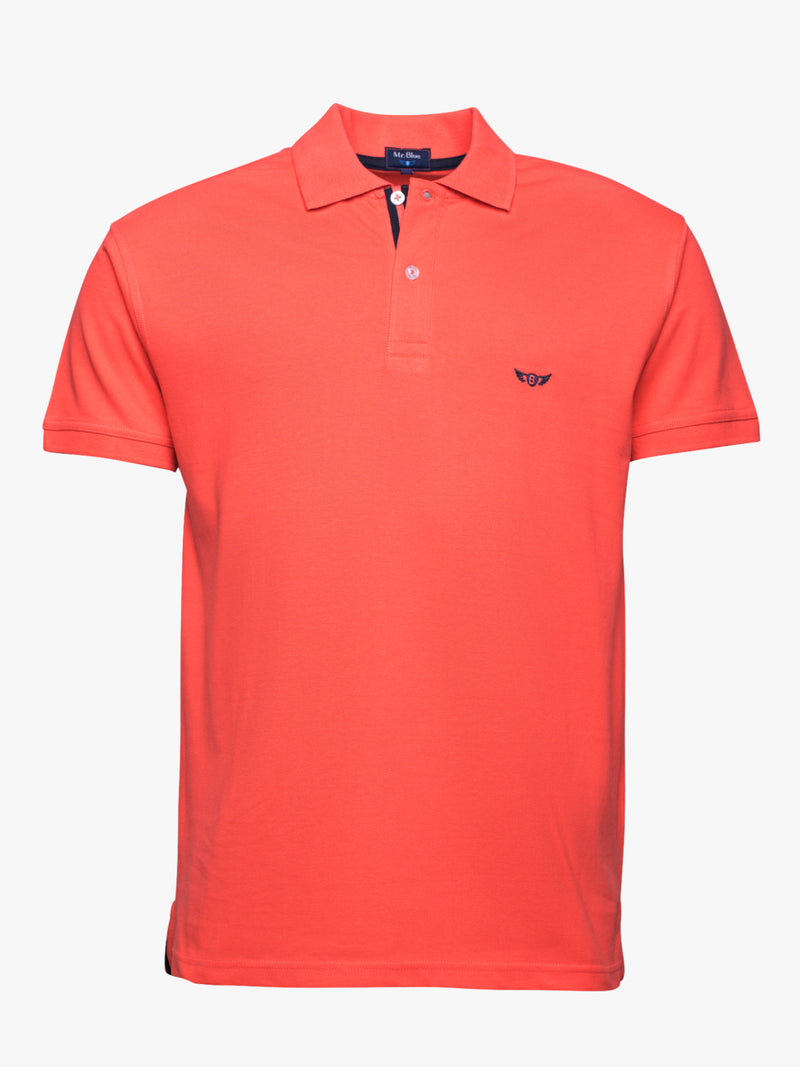 Short sleeve orange cotton piquet polo shirt