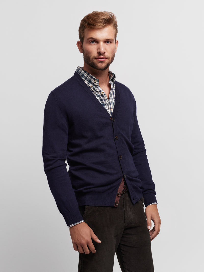 Regular Fit Cardigan Blue Long Sleeve