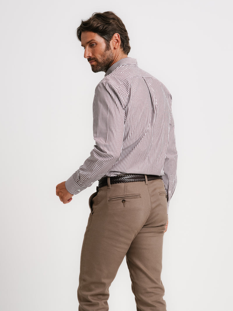 Brown Poplin Regular Fit Shirt