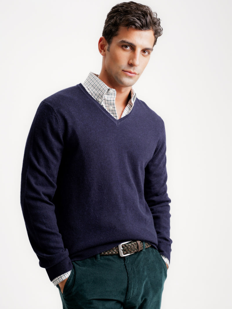 Blue Thick Wool Pullover