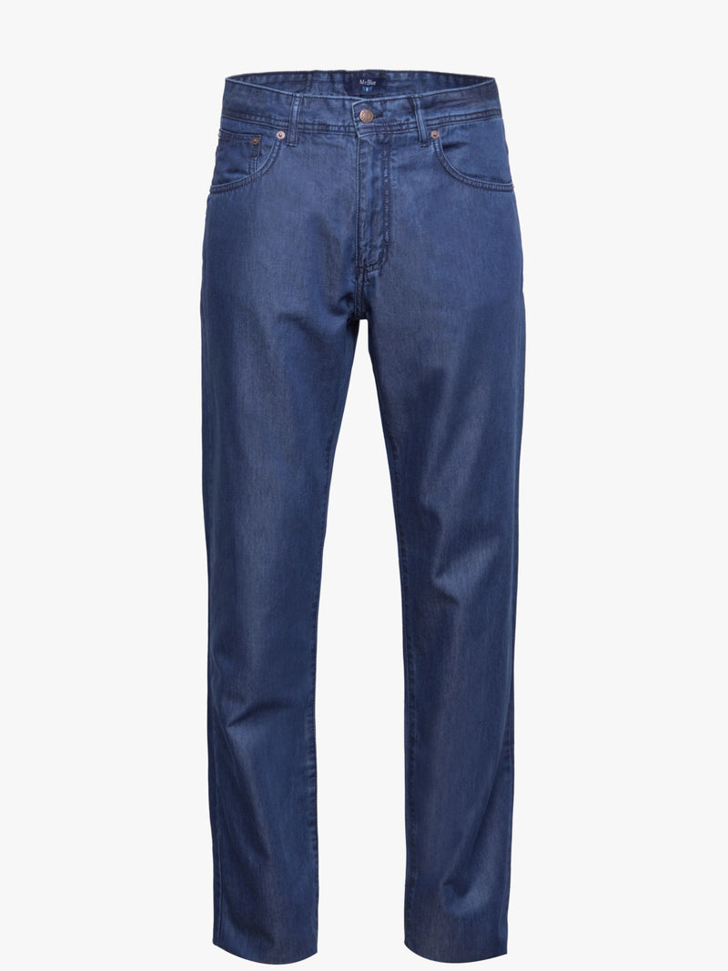 Denim blue denim jeans in tencel and cotton