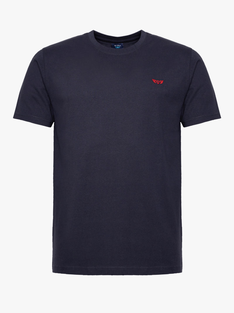 Camiseta azul marino 100% algodón con logotipo