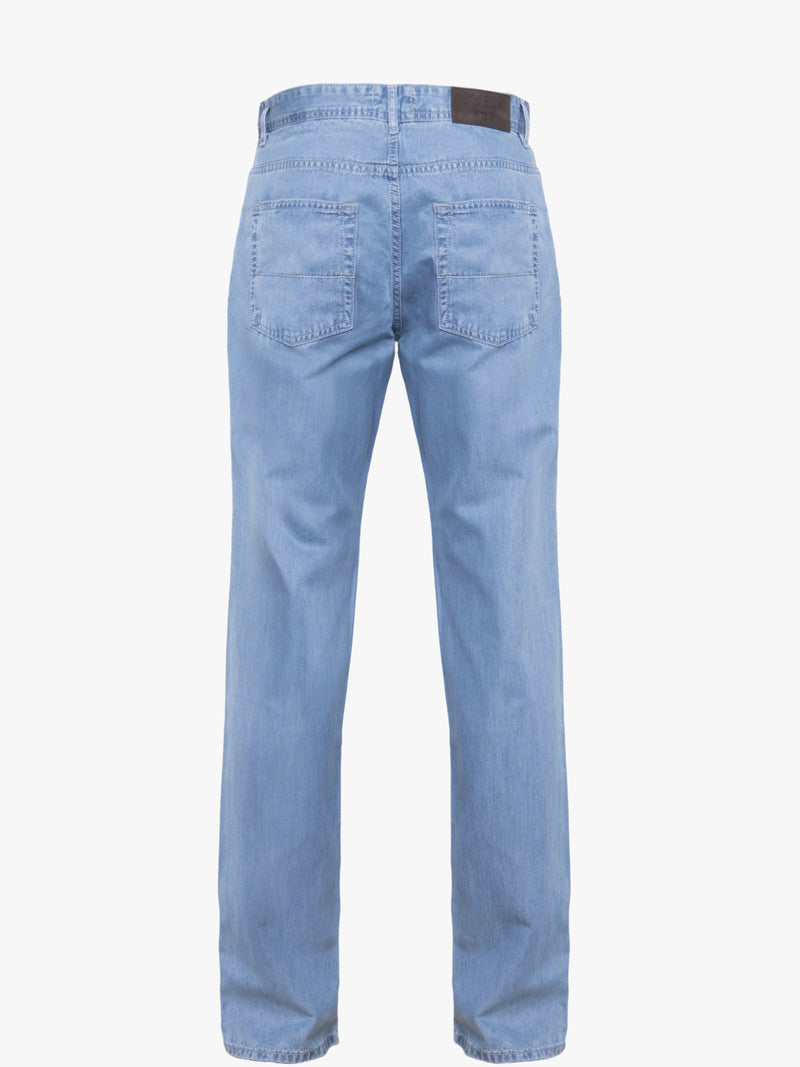 Light blue high-waisted jeans in tencel and cotton