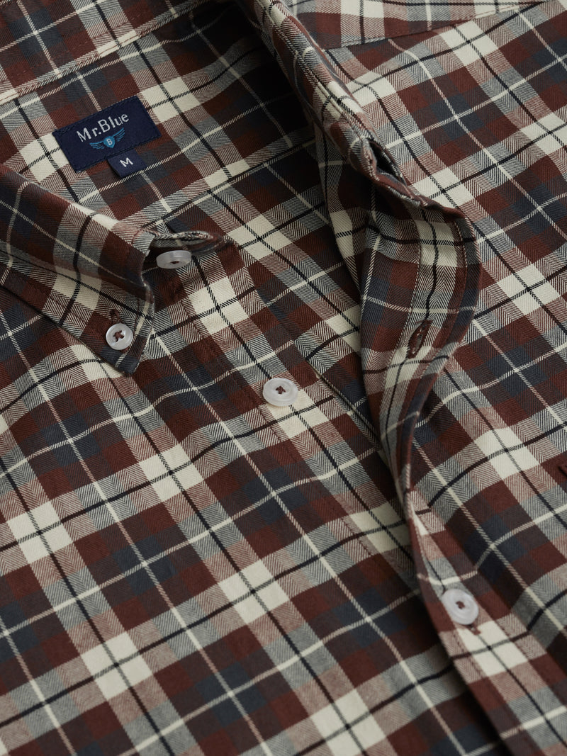 Camisa Regular Fit Flanela Castanha