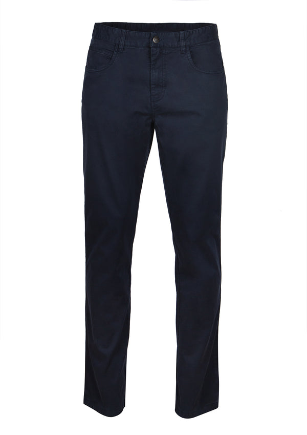 Pantalones chinos lisos de color azul oscuro.