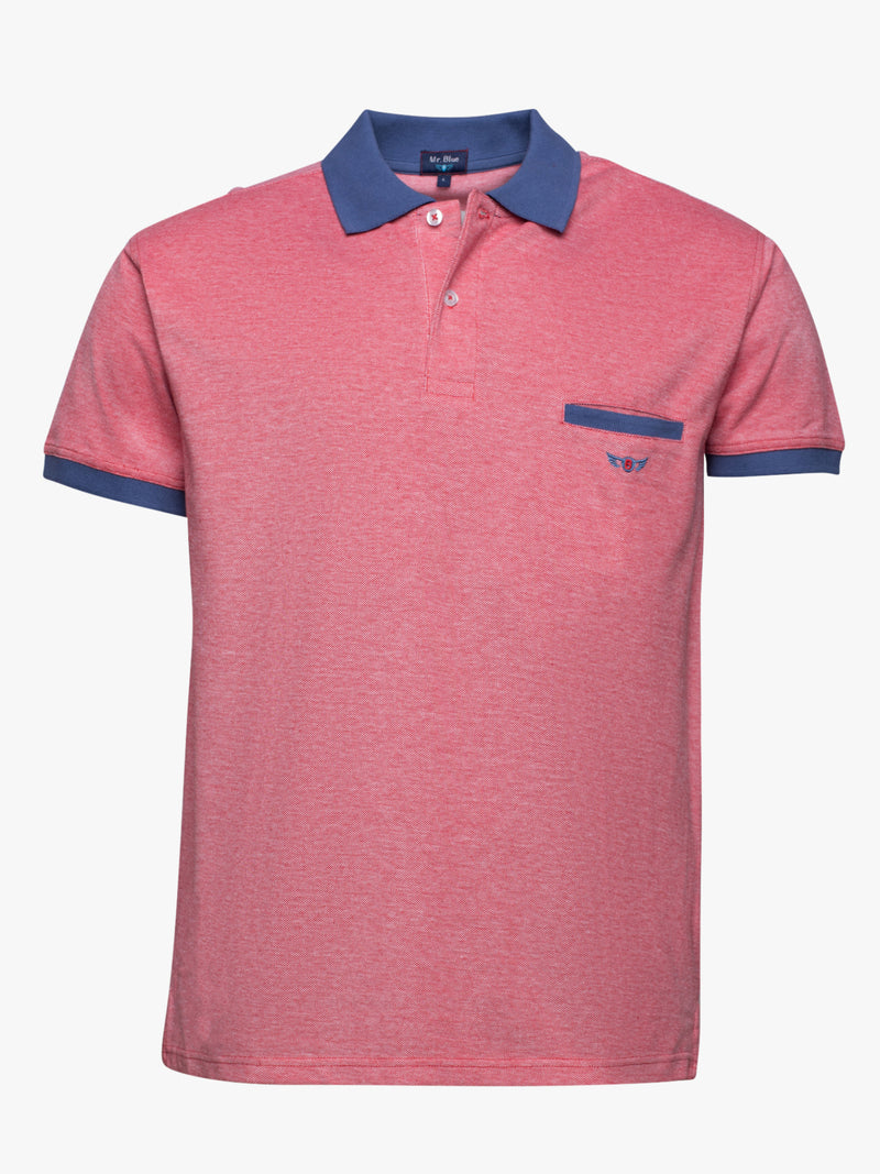 Red cotton short sleeve piquet polo shirt with pocket and logo