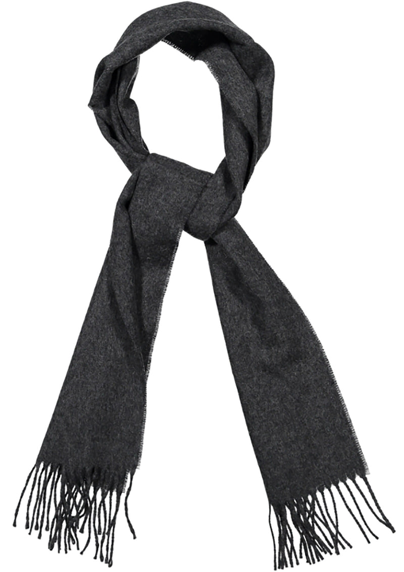 PLAIN WOOL SCARF WITH FRAYED DETAIL