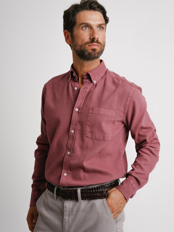 Red Structured Regular Fit Shirt