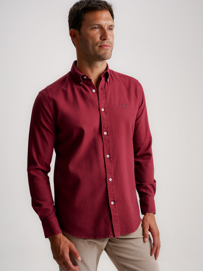 Regular Fit Structured Shirt Bordeaux