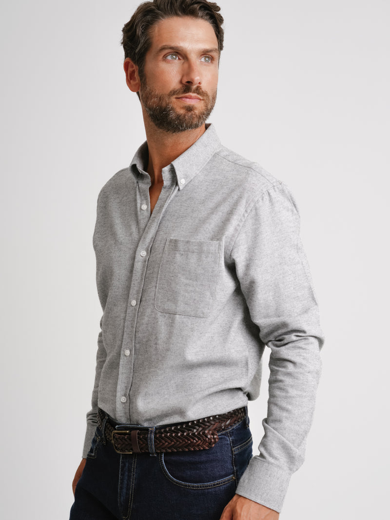 Camisa Regular Fit Flanela Cinzenta