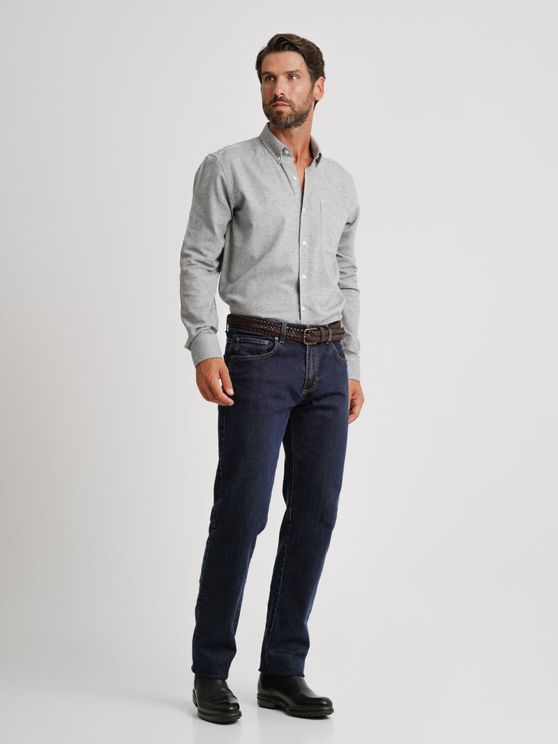 Camisa Regular Fit Flanela Cinzenta