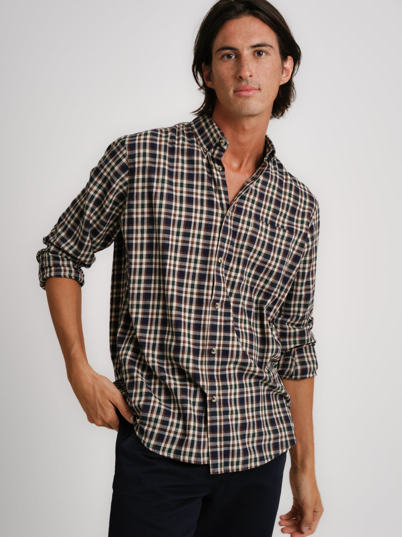 Camisa Regular Fit Flanela Azul