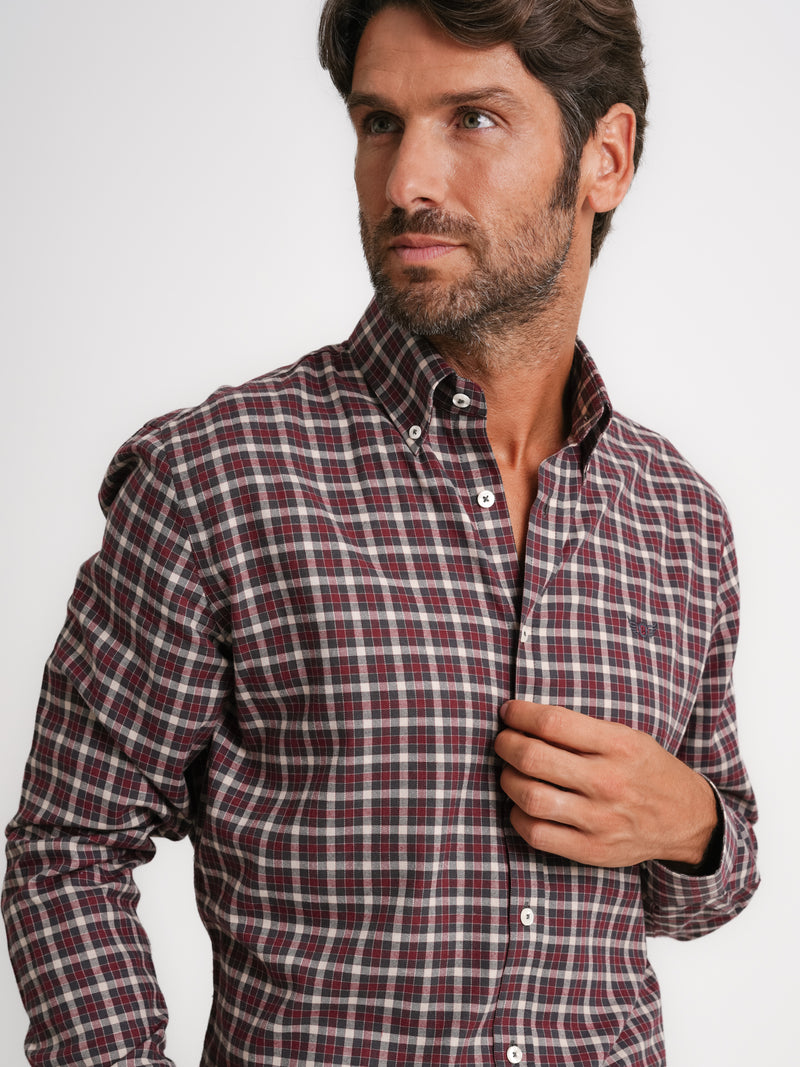 Camisa de sarga gris de ajuste regular